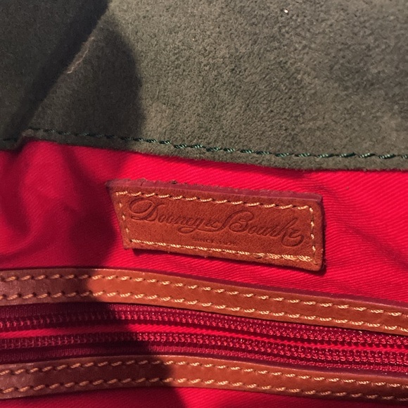 Dooney & Bourke brown leather satchel bag red lining, brass trim and zipper - Picture 10 of 16